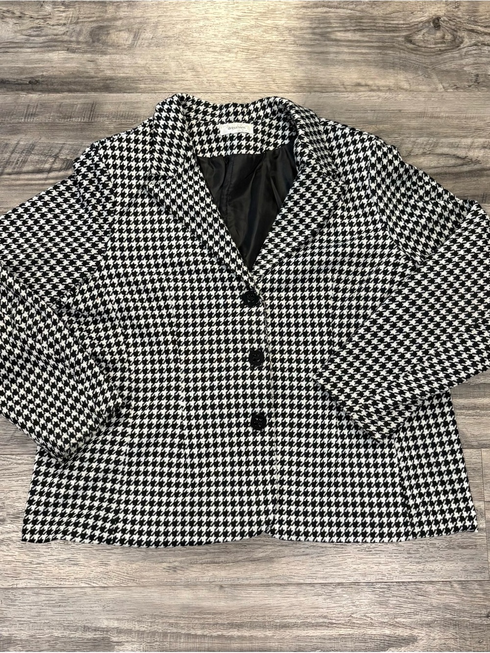 Dressbarn 2X Black & White Houndstooth Blazer